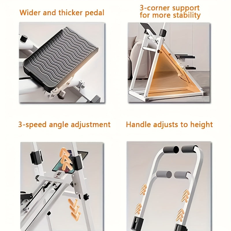 1pc Foldable Vertical Step Machine for Home & Office - Adjustable Step Width, Handlebars & Foot Pads, Manual Non-Electric Operation, Compact White Fitness Equipment for Full-Body Workout, Space-Saving Design - Ideal Gift for Mother's Day & Thanksgiving