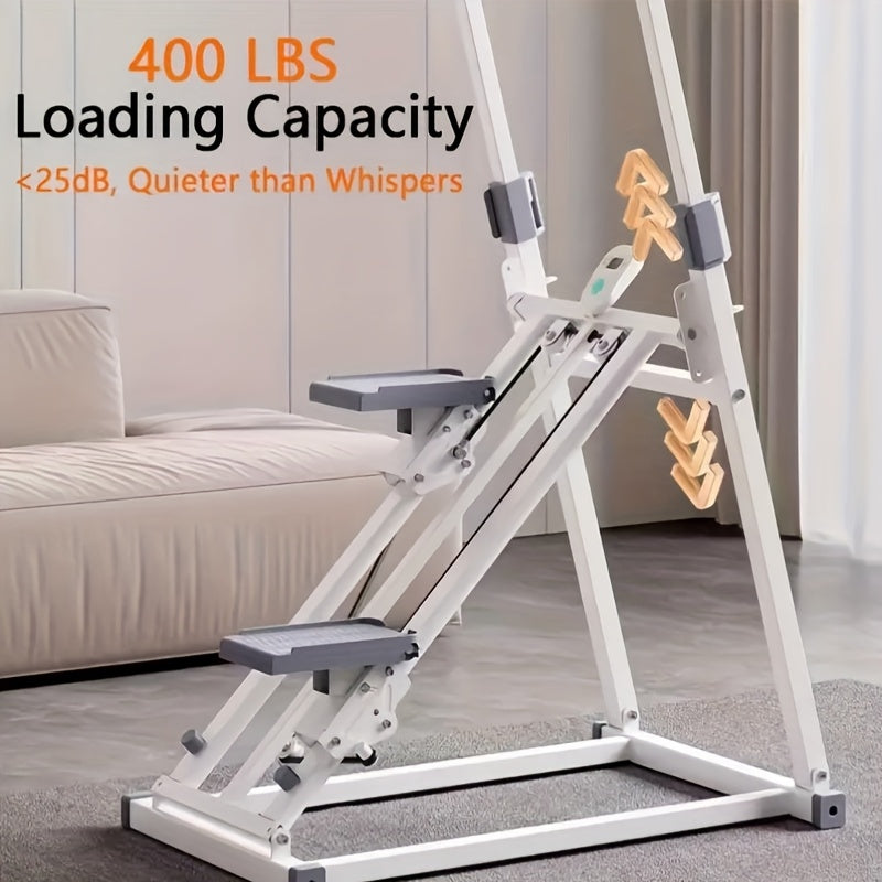 1pc Foldable Vertical Step Machine for Home & Office - Adjustable Step Width, Handlebars & Foot Pads, Manual Non-Electric Operation, Compact White Fitness Equipment for Full-Body Workout, Space-Saving Design - Ideal Gift for Mother's Day & Thanksgiving