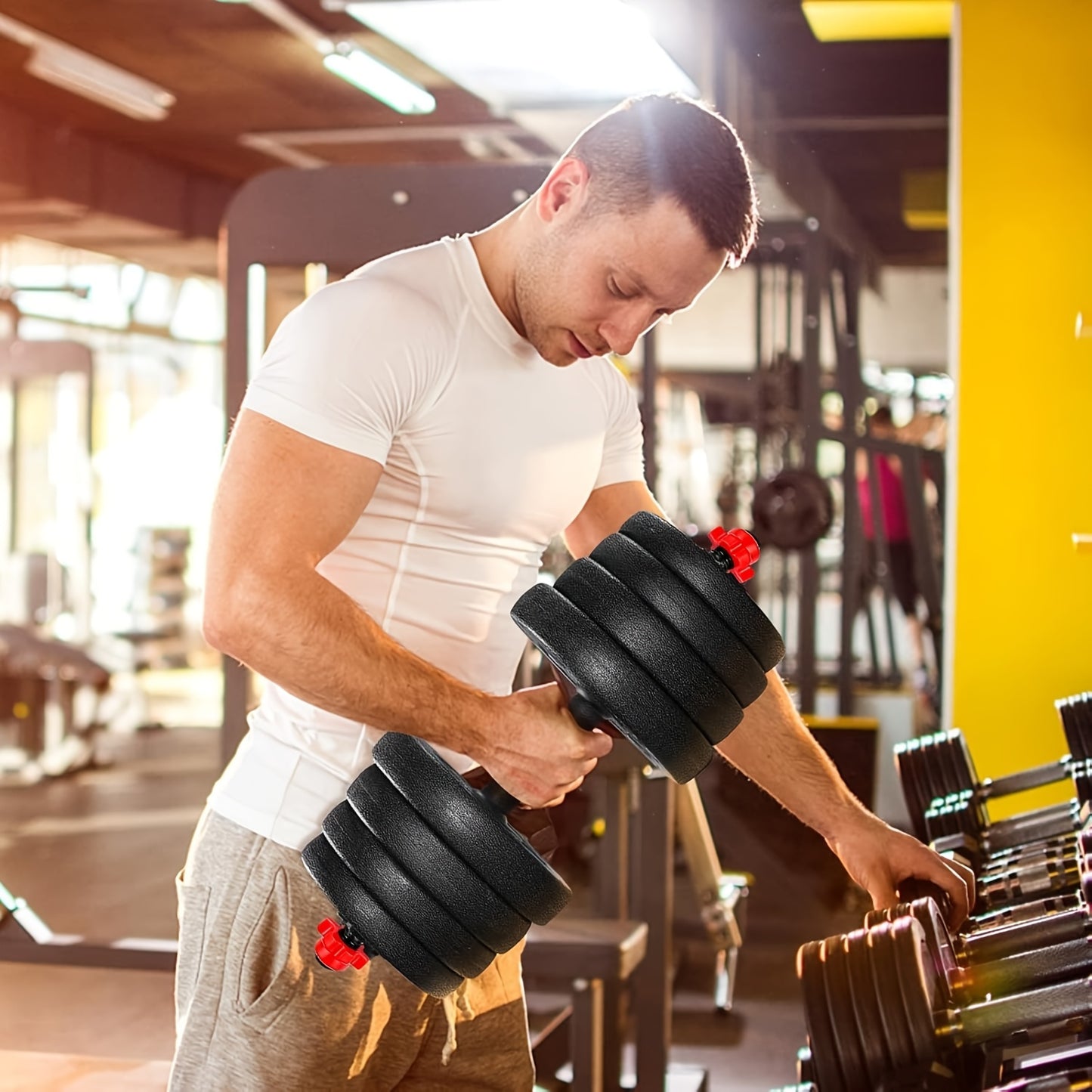 High-Quality Adjustable Matte Black Dumbbell Bar - 13.78inch | 2 Rubber Coated Bars + 4 Anti-Sweat Bolts, No Plates Included