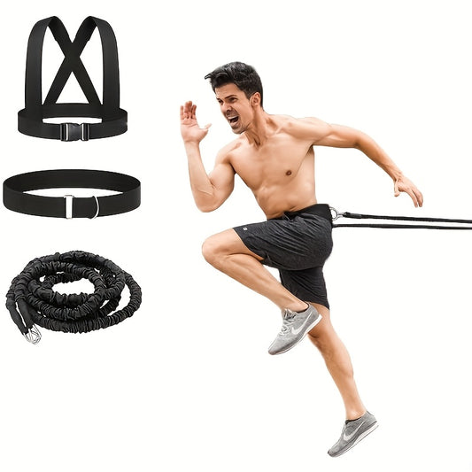 3pcs Black Latex Resistance Bands Set with Adjustable Body Strap and Waist Harness, Stackable High Tension Level for Strength Training and Fitness