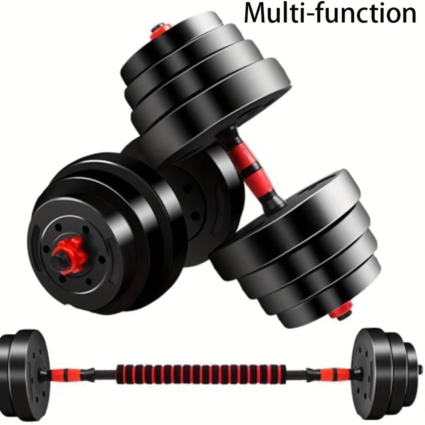 High-Quality Adjustable Matte Black Dumbbell Bar - 13.78inch | 2 Rubber Coated Bars + 4 Anti-Sweat Bolts, No Plates Included