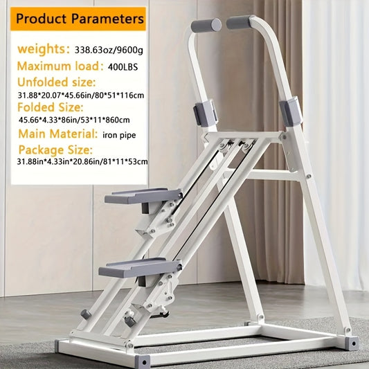 1pc Foldable Vertical Step Machine for Home & Office - Adjustable Step Width, Handlebars & Foot Pads, Manual Non-Electric Operation, Compact White Fitness Equipment for Full-Body Workout, Space-Saving Design - Ideal Gift for Mother's Day & Thanksgiving