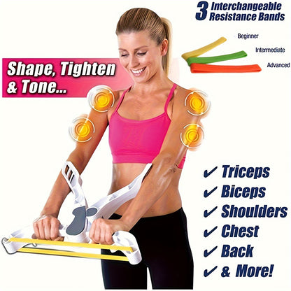 ABS Arm Exercise Machine Adjustable Dumbbell & Resistance Bands - ABS Arm Exercise Machine, Non-Electric Home Gym Equipment for Full-Body Workout, White, Fitness Accessory, Sleek Sports Design, Secure Strap Feature