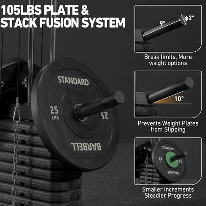 100LBS Weight Stack Home Gym System, All In One Workout Machine For Full Body Strength Training, Multifunctional Home Gym System
