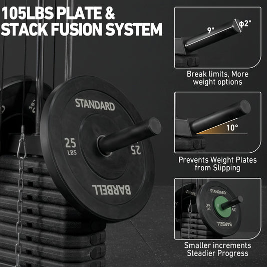 100LBS Weight Stack Home Gym System, All In One Workout Machine For Full Body Strength Training, Multifunctional Home Gym System