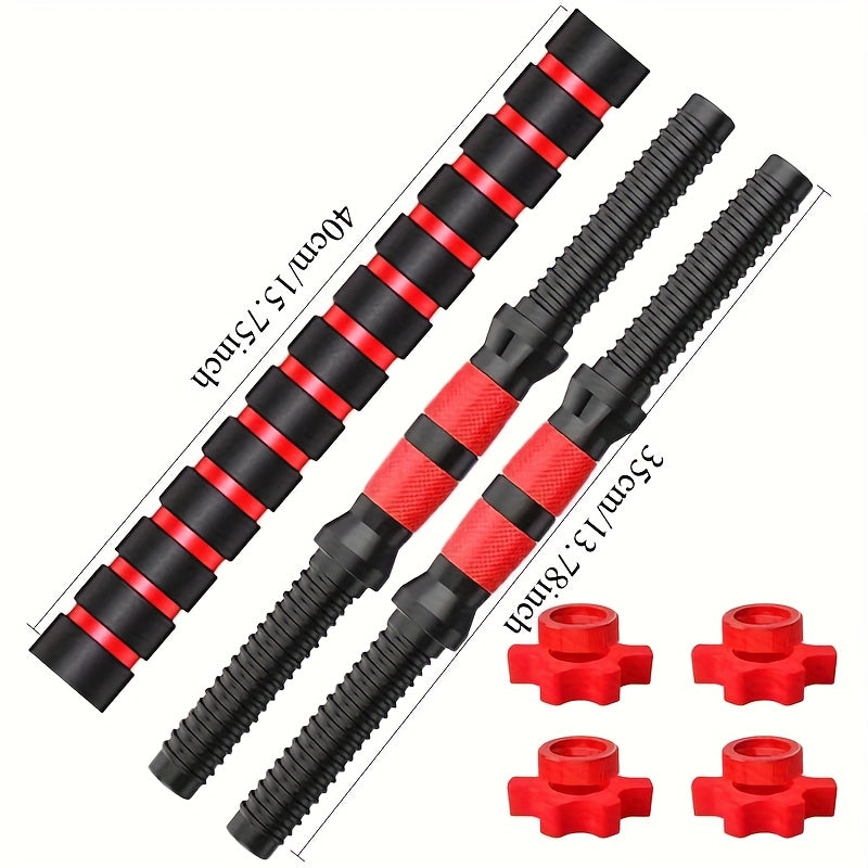 Multi-Function Dumbbell Bar Set: 2 Rubber-Coated Bars + 1 Connecting Rod + 4 Anti-Slip Bolts, Adjustable Weight System for Home Fitness
