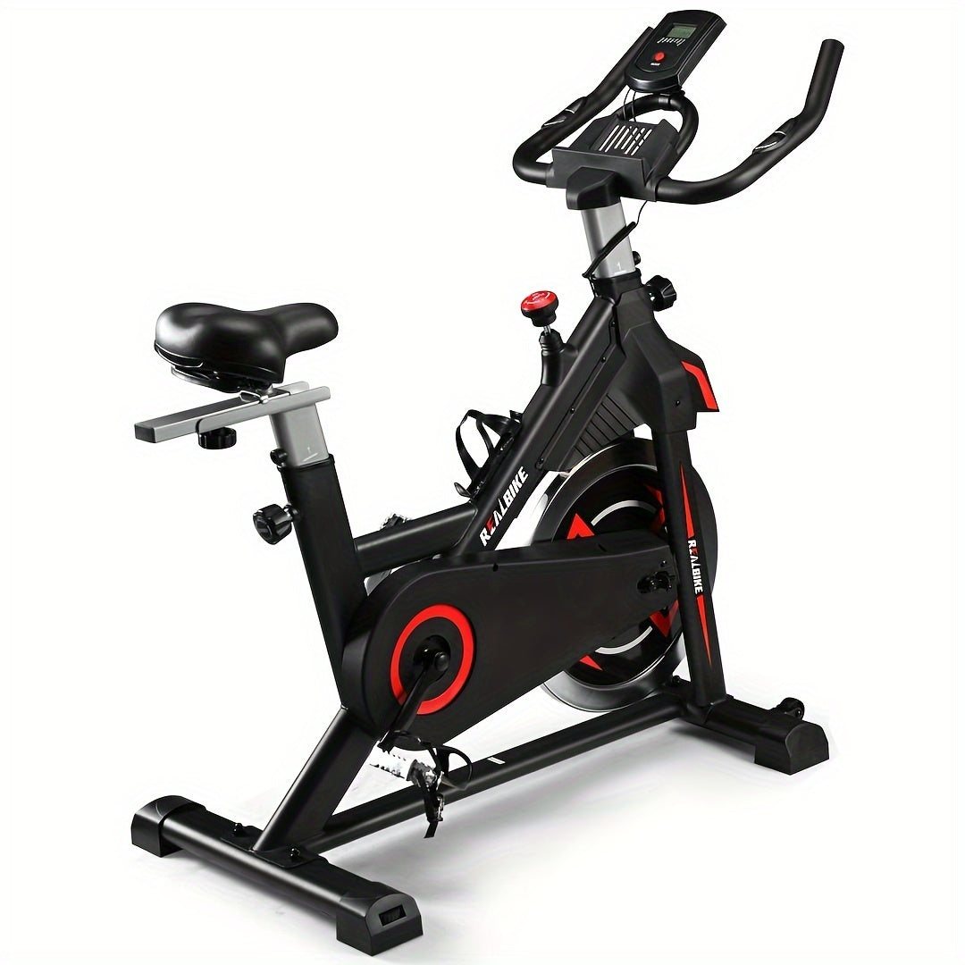 Exercise Bike, Indoor Bike\u002FBrake Pad Stationary Bike, for Family, Indoor Bike with Silent Belt Drive, Heavy Duty Flywheel, Comfortable Saddle And Upgraded LCD Display