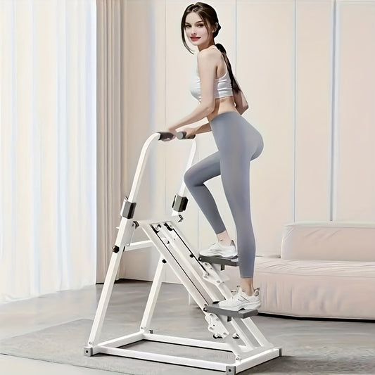 1pc Foldable Vertical Step Machine for Home & Office - Adjustable Step Width, Handlebars & Foot Pads, Manual Non-Electric Operation, Compact White Fitness Equipment for Full-Body Workout, Space-Saving Design - Ideal Gift for Mother's Day & Thanksgiving