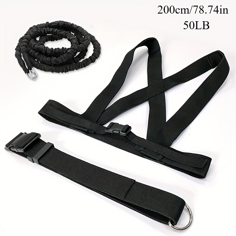 3pcs Black Latex Resistance Bands Set with Adjustable Body Strap and Waist Harness, Stackable High Tension Level for Strength Training and Fitness