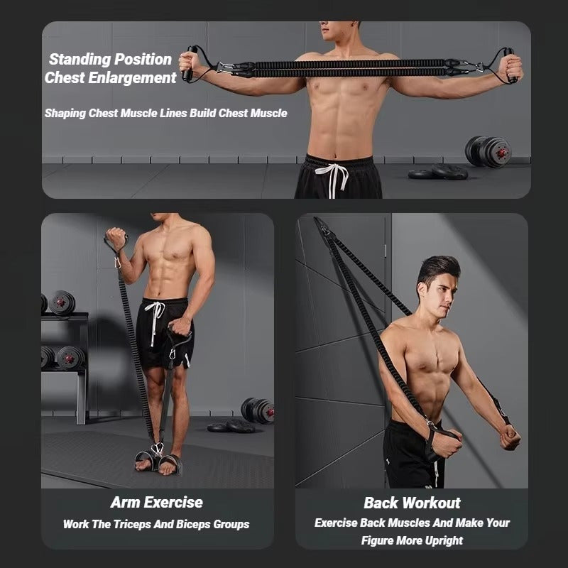Adjustable Tension Bands Multi-Functional Adjustable Tension Bands for Back, Abdomen & Abs | Stackable Design, Durable Construction, Strength Training | Black, Home Gym Equipment for Men & Women
