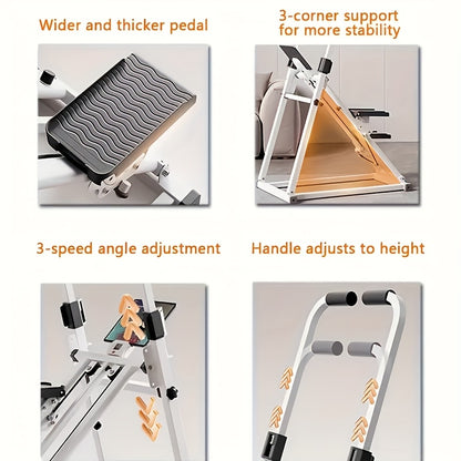 1pc Foldable Vertical Step Machine for Home & Office - Adjustable Step Width, Handlebars & Foot Pads, Manual Non-Electric Operation, Compact White Fitness Equipment for Full-Body Workout, Space-Saving Design - Ideal Gift for Mother's Day & Thanksgiving