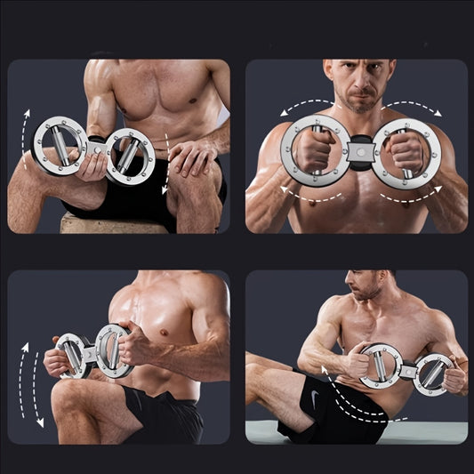 Stainless Steel 8-Shaped Strength Training Machine, Ergonomic Handle, Back and Arm Core Equipment, No Charging Required, Universal Fit, Silvery - Single Pack