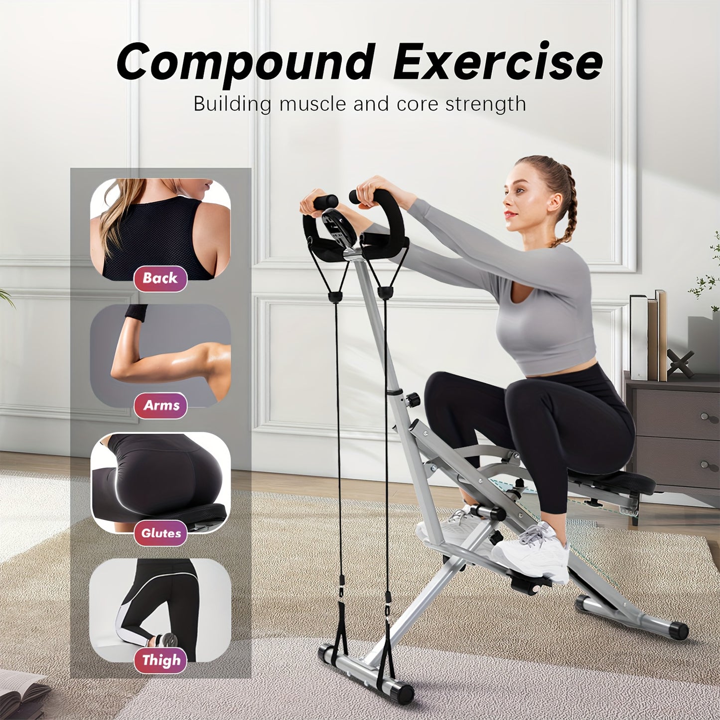 Super Simple Squat Machine Foldable Adjustable Resistance Super Simple Squat Machine for Women - Home Gym, Rodeo Core Exercise Machine, 330LBS Weight Capacity, Ride & Rowing Machine for Ab, Back And Leg, Track Orders Recently Purchased