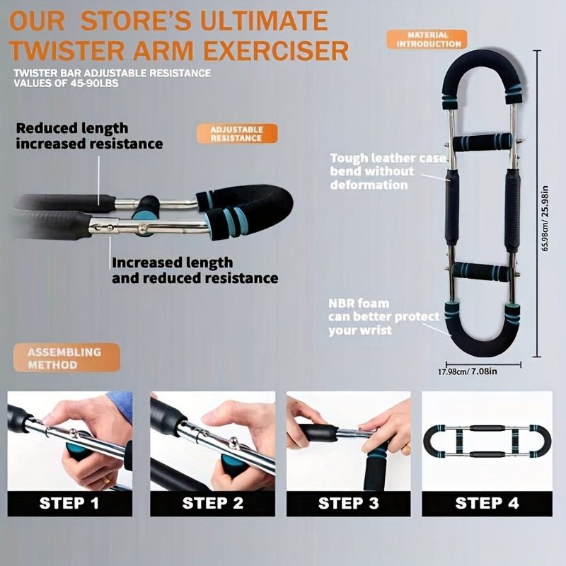 Portable Arm Trainer Detachable Portable U-Shaped Arm Trainer with Spring Resistance | Dual Adjustment for Chest, Forearm, Biceps, Thighs & Shoulder Exercises - Home Fitness