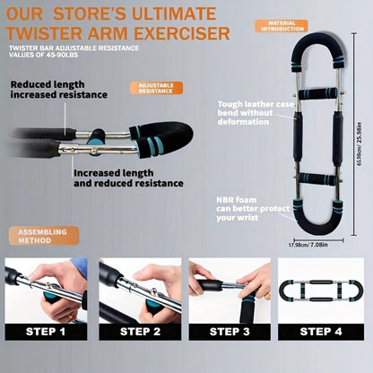 Portable Arm Trainer Detachable Portable U-Shaped Arm Trainer with Spring Resistance | Dual Adjustment for Chest, Forearm, Biceps, Thighs & Shoulder Exercises - Home Fitness