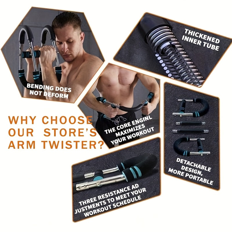 Portable Arm Trainer Detachable Portable U-Shaped Arm Trainer with Spring Resistance | Dual Adjustment for Chest, Forearm, Biceps, Thighs & Shoulder Exercises - Home Fitness