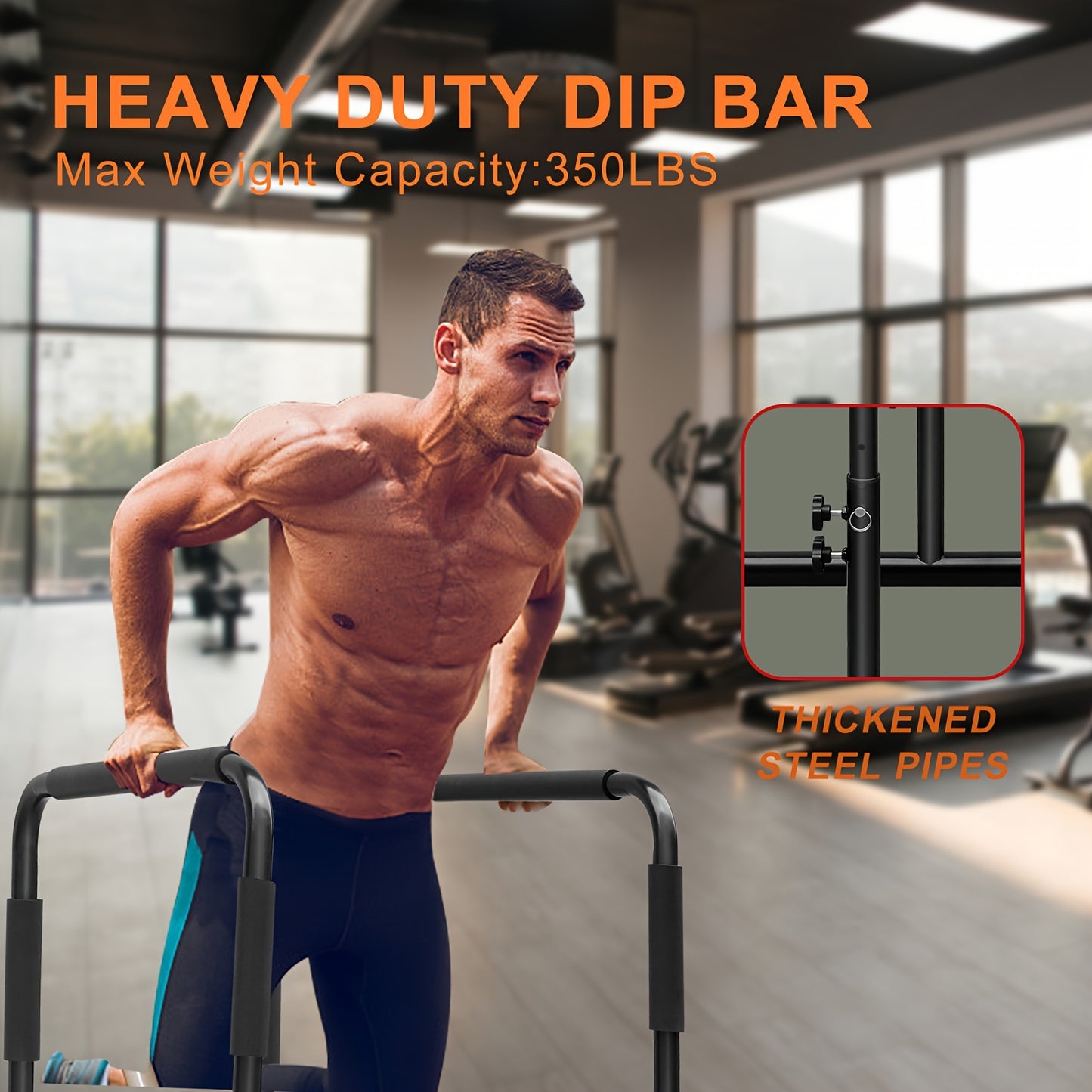 Adjustable Dip Stand Station - Portable Parallel Bar for Home Fitness Workout Calisthenics Exercise Pull Up Stand