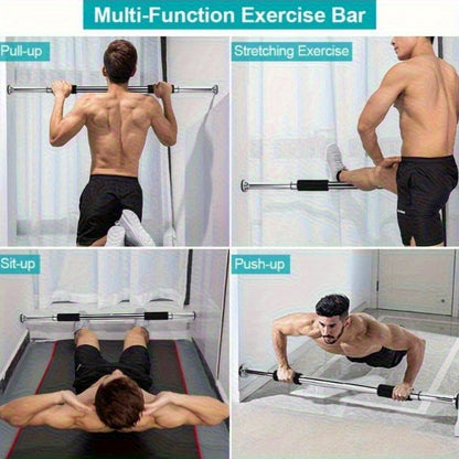 Adjustable Pull-Up Bar Adjustable No-Drill Pull-Up Bar - 1pc Carbon Steel Door-Mounted Gym Equipment, Upper & Lower Range of Motion, Portable Home Gym for Full-Body Workout, Black, Durable Construction