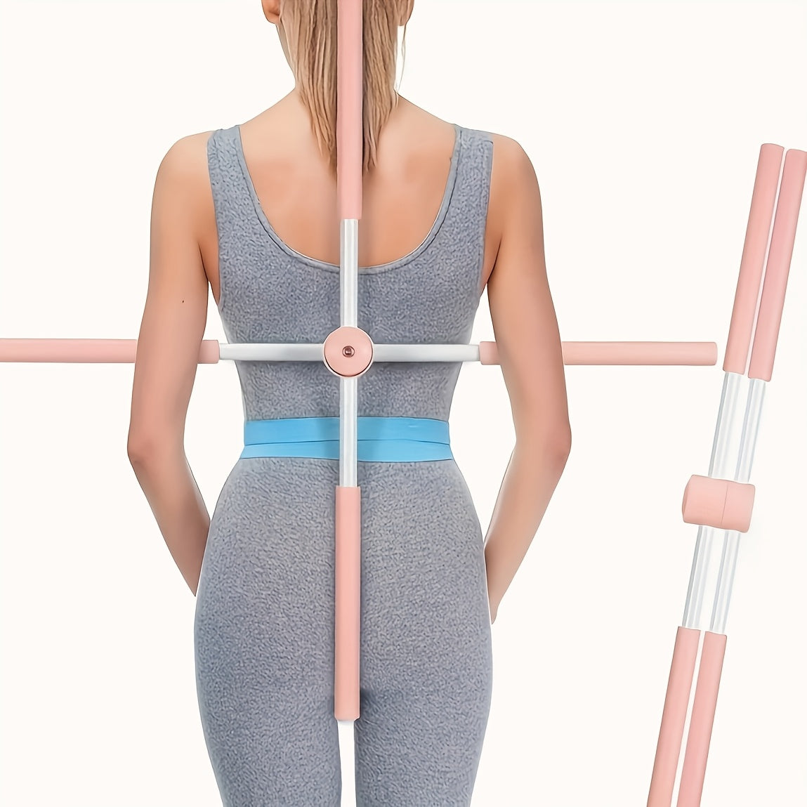 Yoga Body Stick Back Stretching Rod - Body Shaping Rod with Rotating Buckle, Stainless Steel and Foam Material, Posture Corrector for Adults and Teens, Posture Correction, Fitness Enhancer