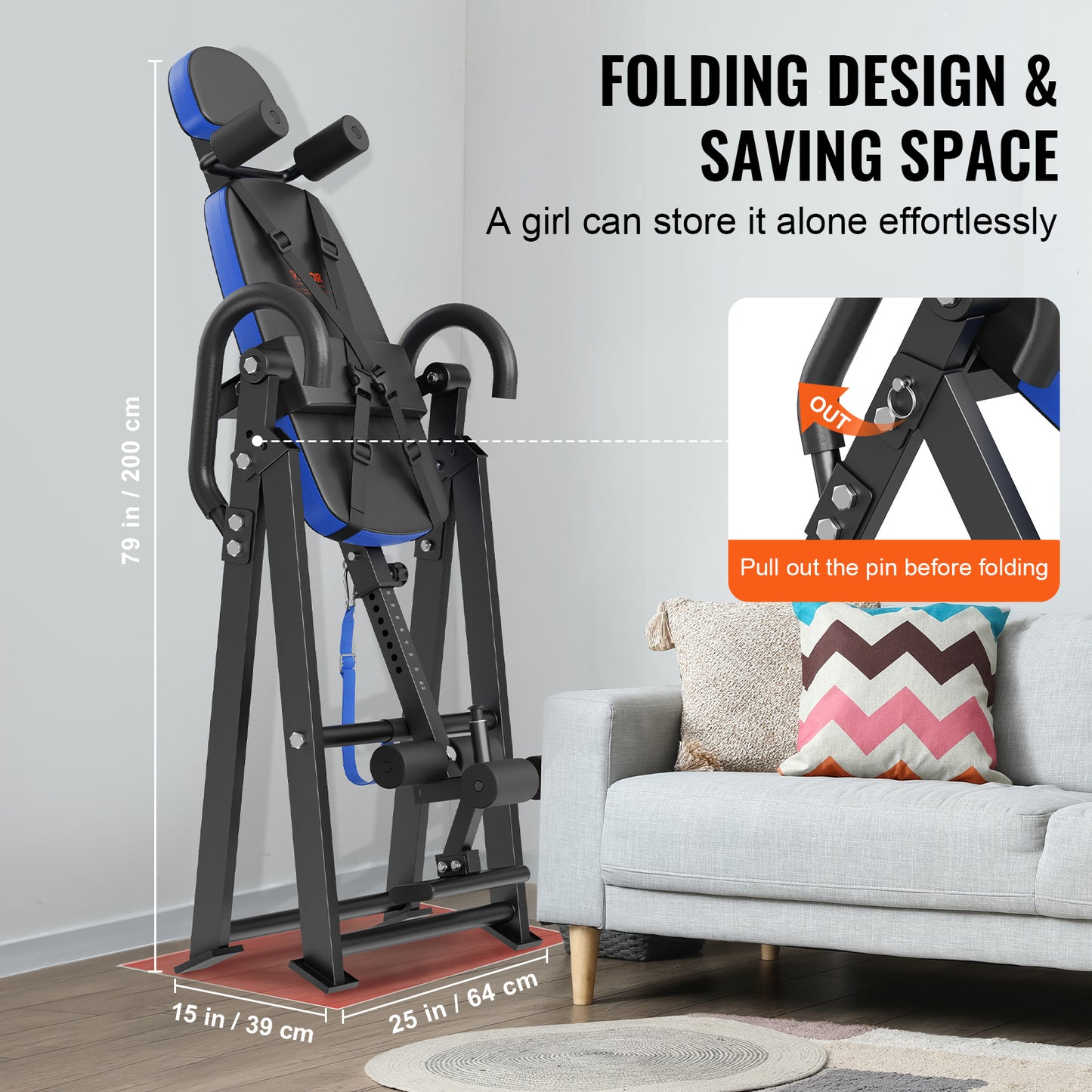 Inversion Table Foldable Strength Training Equipment Hang Exercise Bench Red Black\u002Forange black\u002FBlue black
