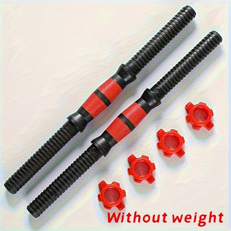 High-Quality Adjustable Matte Black Dumbbell Bar - 13.78inch | 2 Rubber Coated Bars + 4 Anti-Sweat Bolts, No Plates Included