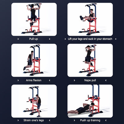 Multifunctional Pull-Up Bar, Dip Station, Power Tower, Strength Training Equipment for Home Gym – 450 lbs Capacity, Red\u002FBlack