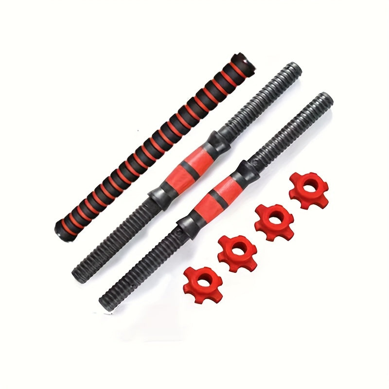Multi-Function Dumbbell Bar Set: 2 Rubber-Coated Bars + 1 Connecting Rod + 4 Anti-Slip Bolts, Adjustable Weight System for Home Fitness
