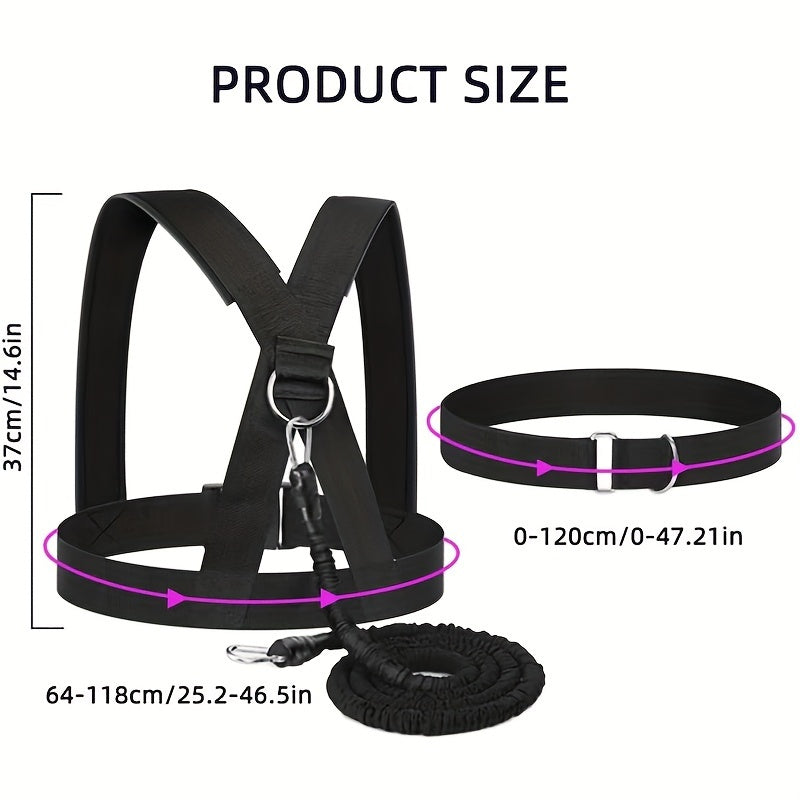 3pcs Black Latex Resistance Bands Set with Adjustable Body Strap and Waist Harness, Stackable High Tension Level for Strength Training and Fitness