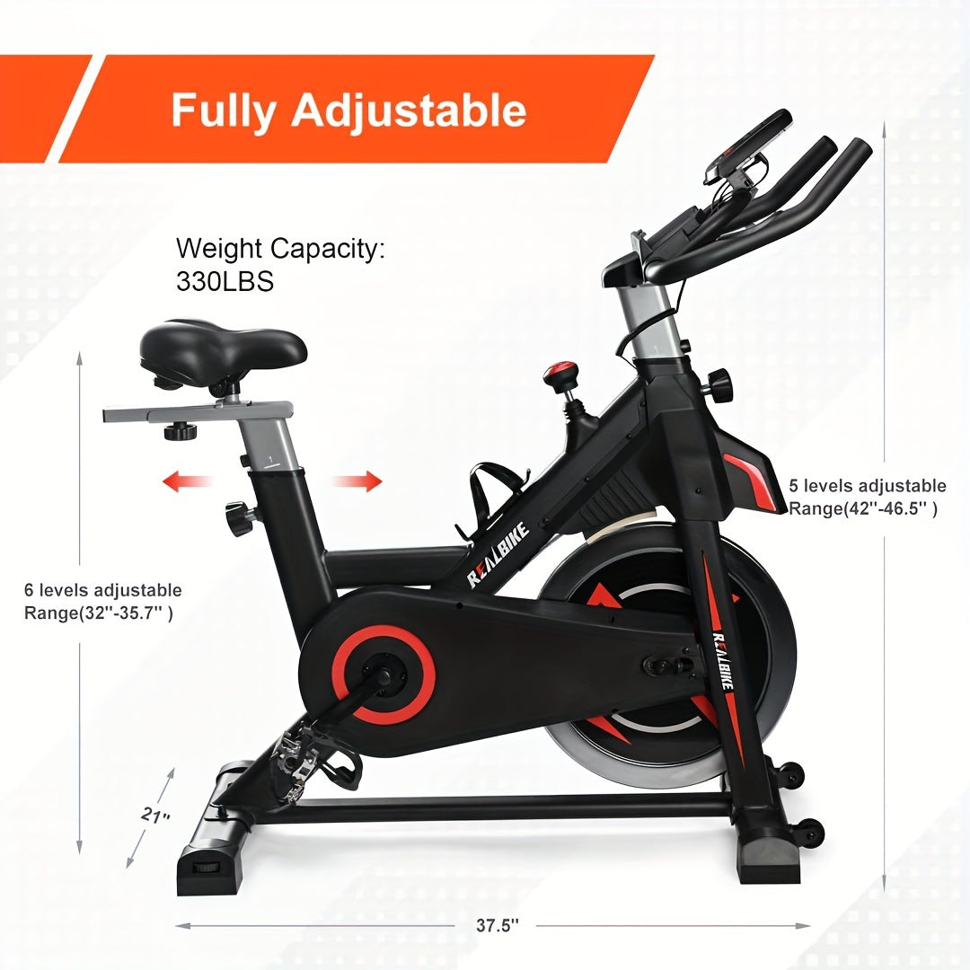 Exercise Bike, Indoor Bike\u002FBrake Pad Stationary Bike, for Family, Indoor Bike with Silent Belt Drive, Heavy Duty Flywheel, Comfortable Saddle And Upgraded LCD Display