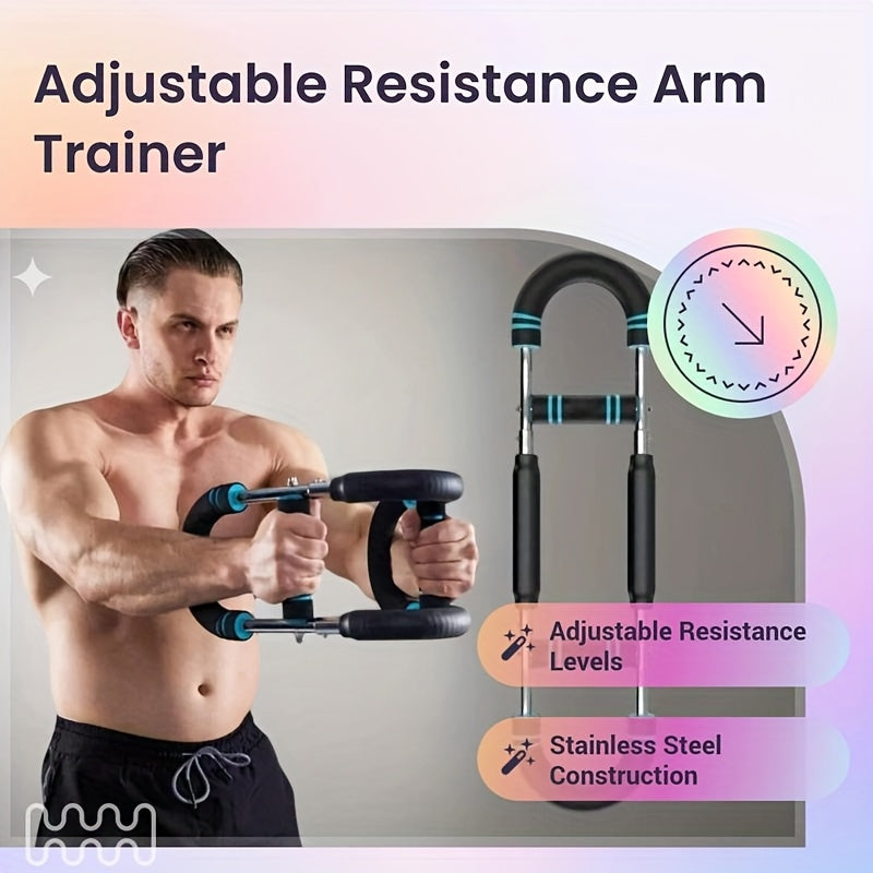 Portable Arm Trainer Detachable Portable U-Shaped Arm Trainer with Spring Resistance | Dual Adjustment for Chest, Forearm, Biceps, Thighs & Shoulder Exercises - Home Fitness