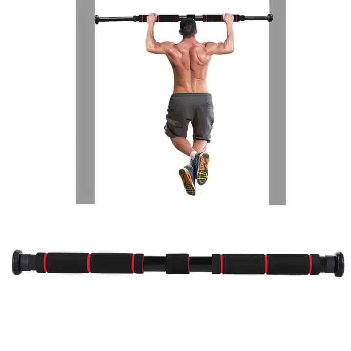 Adjustable Pull-Up Bar Adjustable No-Drill Pull-Up Bar - 1pc Carbon Steel Door-Mounted Gym Equipment, Upper & Lower Range of Motion, Portable Home Gym for Full-Body Workout, Black, Durable Construction