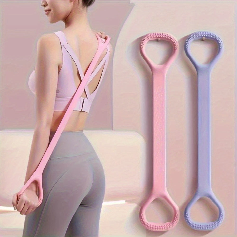 2pcs 8-Shaped Silicone Yoga Resistance Bands - Purple\u002FRed\u002FBlue High-Quality Silicone Exercise Bands for Back, Waist & Arm Workouts - Home Gym & Outdoor Fitness Stretching Rope for All Fitness Levels, Textured Grip | Comfortable Grip
