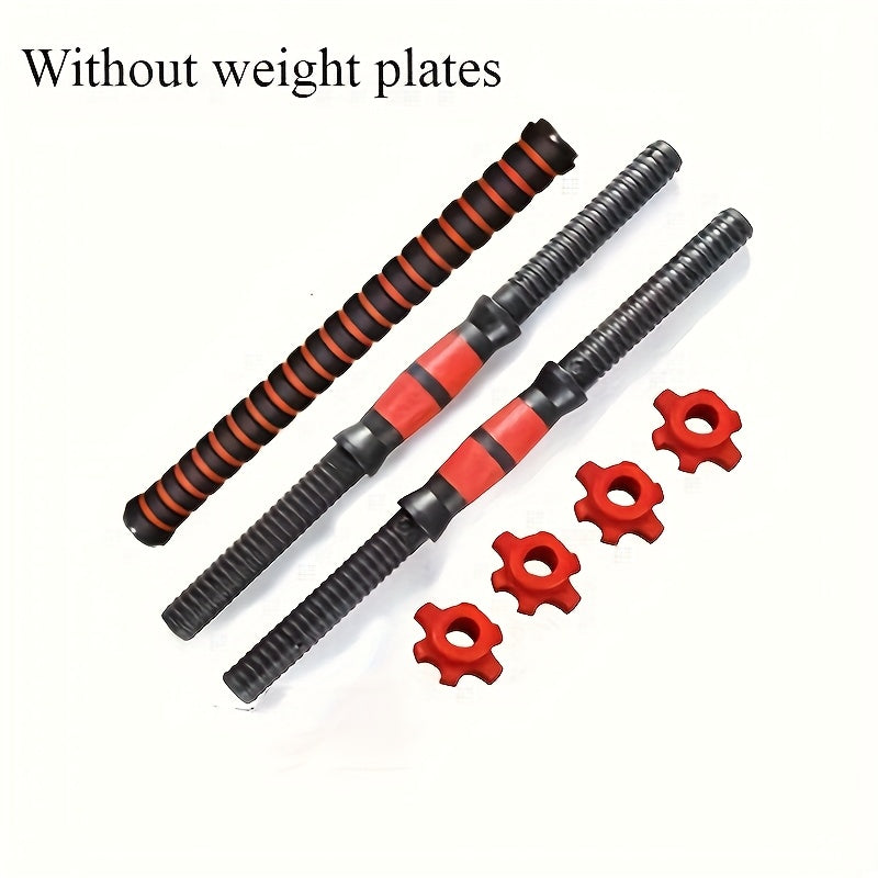 Multi-Function Dumbbell Bar Set: 2 Rubber-Coated Bars + 1 Connecting Rod + 4 Anti-Slip Bolts, Adjustable Weight System for Home Fitness
