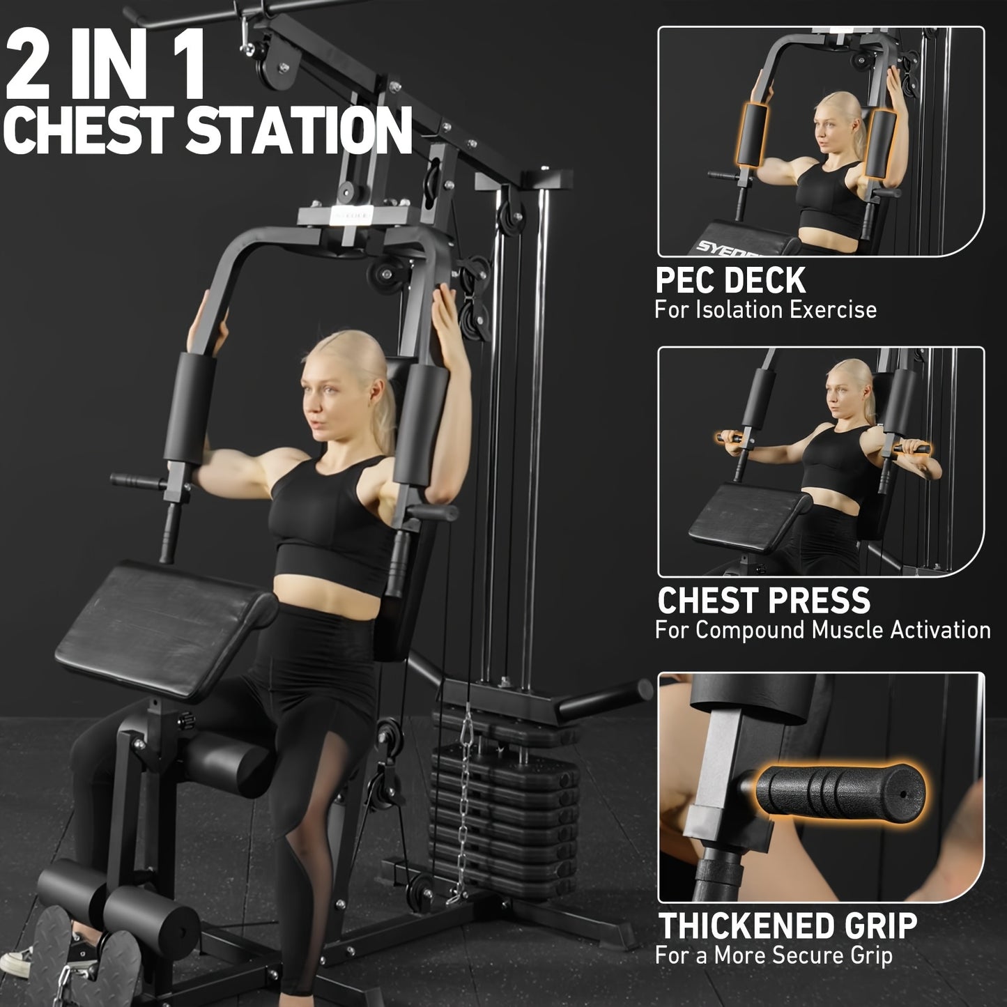 100LBS Weight Stack Home Gym System, All In One Workout Machine For Full Body Strength Training, Multifunctional Home Gym System