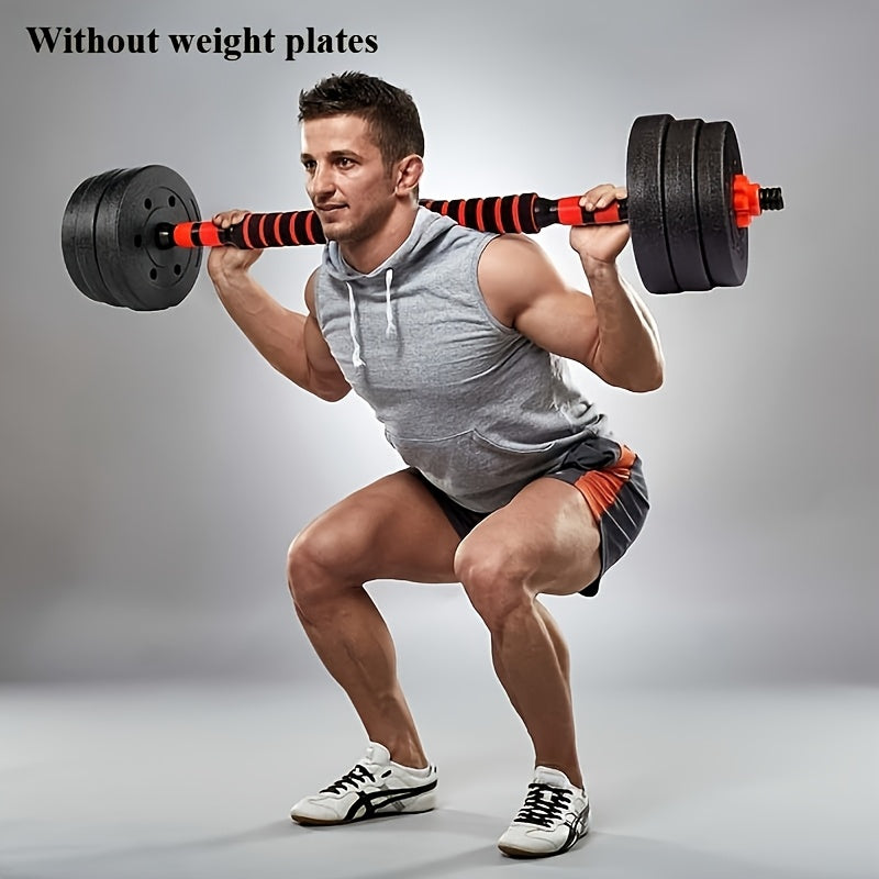 Multi-Function Dumbbell Bar Set: 2 Rubber-Coated Bars + 1 Connecting Rod + 4 Anti-Slip Bolts, Adjustable Weight System for Home Fitness