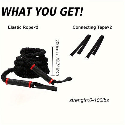 2pcs Battle Rope for Adults, Nylon Fitness Skipping Rope, for Strength Training, Cardio Workout, Arm Training, and Weight Loss, with No Battery Needed