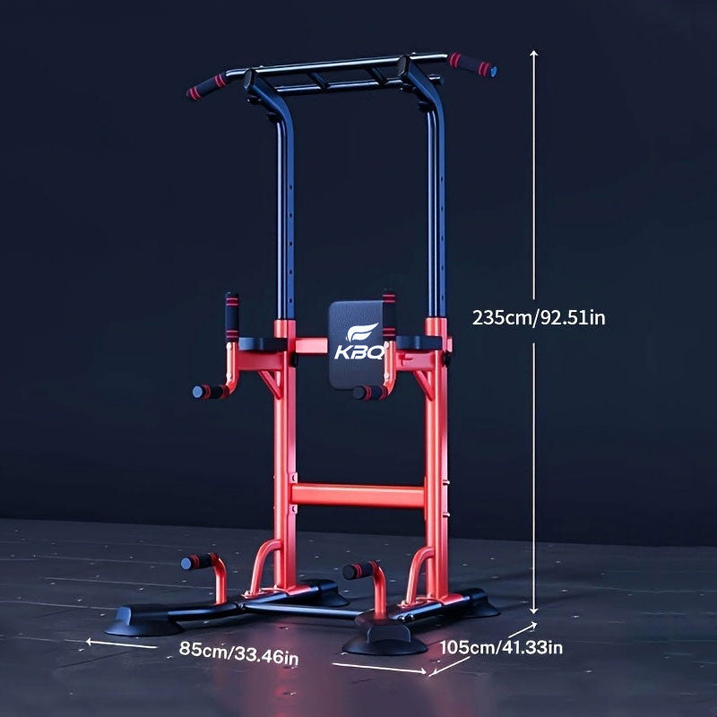 Multifunctional Pull-Up Bar, Dip Station, Power Tower, Strength Training Equipment for Home Gym – 450 lbs Capacity, Red\u002FBlack