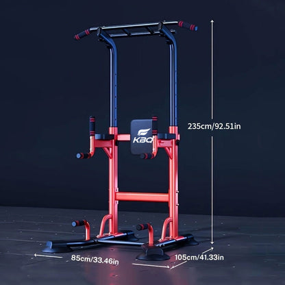 Multifunctional Pull-Up Bar, Dip Station, Power Tower, Strength Training Equipment for Home Gym – 450 lbs Capacity, Red\u002FBlack