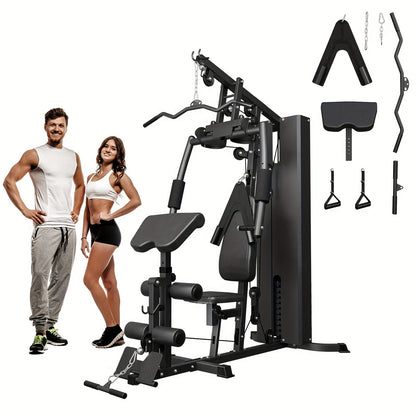 100LBS Weight Stack Home Gym System, All In One Workout Machine For Full Body Strength Training, Multifunctional Home Gym System