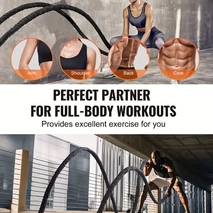 2pcs Battle Rope for Adults, Nylon Fitness Skipping Rope, for Strength Training, Cardio Workout, Arm Training, and Weight Loss, with No Battery Needed