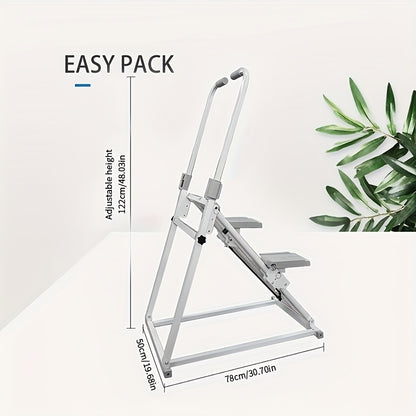 1pc Foldable Vertical Step Machine for Home & Office - Adjustable Step Width, Handlebars & Foot Pads, Manual Non-Electric Operation, Compact White Fitness Equipment for Full-Body Workout, Space-Saving Design - Ideal Gift for Mother's Day & Thanksgiving