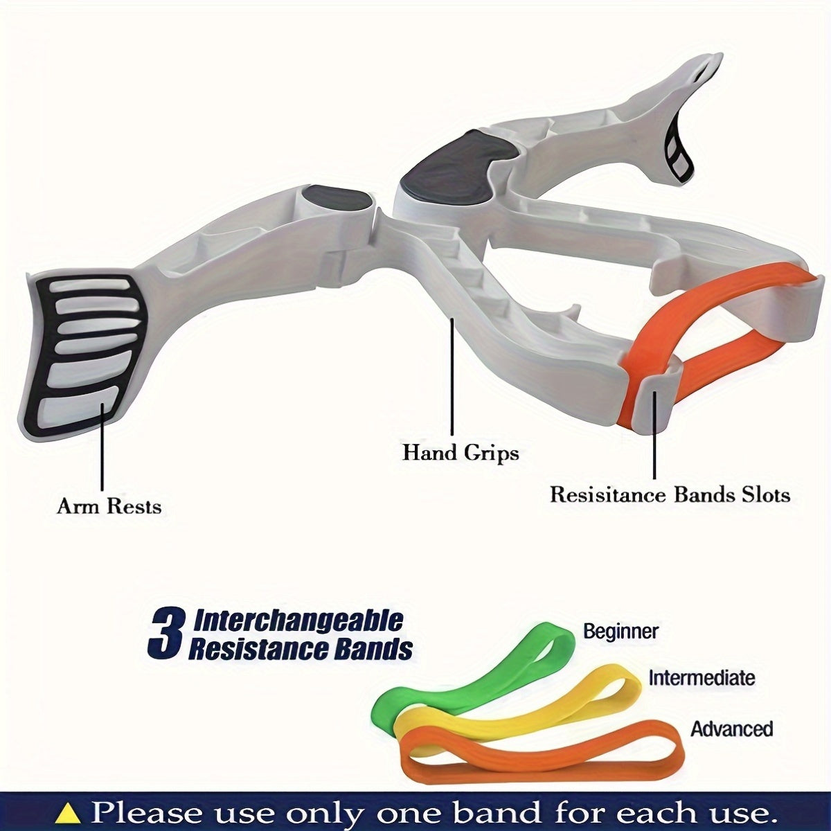 ABS Arm Exercise Machine Adjustable Dumbbell & Resistance Bands - ABS Arm Exercise Machine, Non-Electric Home Gym Equipment for Full-Body Workout, White, Fitness Accessory, Sleek Sports Design, Secure Strap Feature