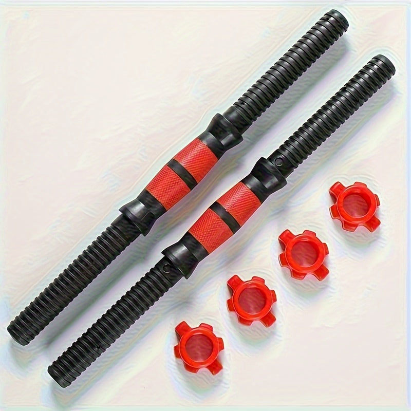 High-Quality Adjustable Matte Black Dumbbell Bar - 13.78inch | 2 Rubber Coated Bars + 4 Anti-Sweat Bolts, No Plates Included