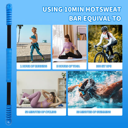 Vibration Weighted Exercise Bar - Elastic Rubber Bar with Blue\u002FBlack Grip Handles for Burning, Yoga, Pilates, Core Strength Training - Arm & Shoulder Stretching at Home Gym