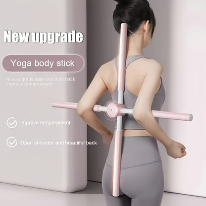 Yoga Body Stick Back Stretching Rod - Body Shaping Rod with Rotating Buckle, Stainless Steel and Foam Material, Posture Corrector for Adults and Teens, Posture Correction, Fitness Enhancer