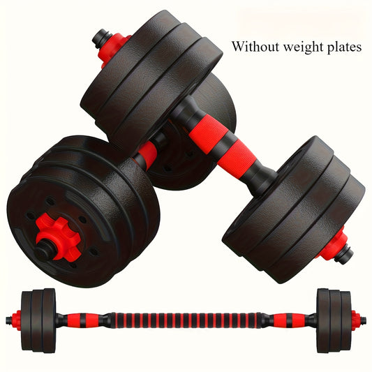 Multi-Function Dumbbell Bar Set: 2 Rubber-Coated Bars + 1 Connecting Rod + 4 Anti-Slip Bolts, Adjustable Weight System for Home Fitness