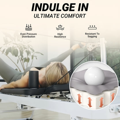Foldable Pilates Reformer Foldable Pilates Reformer Machine - Durable, Versatile Exercise Reformer with Jump Board, 4 Springs, Adjustable Shoulder Rests, and Storage Wheels for Easy Movement