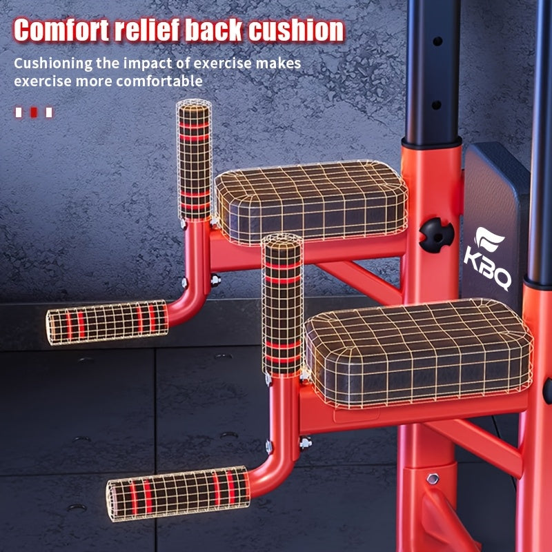 Multifunctional Pull-Up Bar, Dip Station, Power Tower, Strength Training Equipment for Home Gym – 450 lbs Capacity, Red\u002FBlack