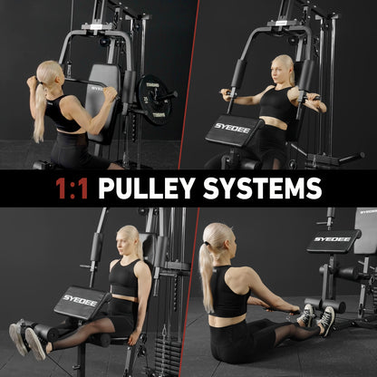 100LBS Weight Stack Home Gym System, All In One Workout Machine For Full Body Strength Training, Multifunctional Home Gym System