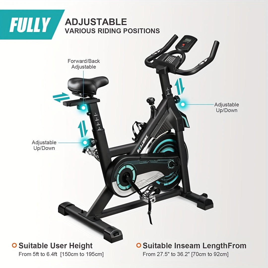Exercise Bike, Indoor Bike\u002FBrake Pad Stationary Bike, for Family, Indoor Bike with Silent Belt Drive, Heavy Duty Flywheel, Comfortable Saddle And Upgraded LCD Display